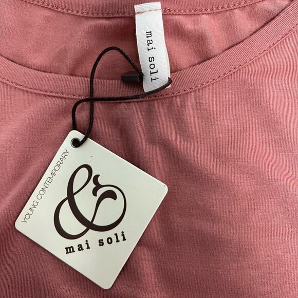 Mai Soli Womens Shift Dress Rose Stretch Scoop Neck Half Sleeve Tie Size XL New - Picture 11 of 11